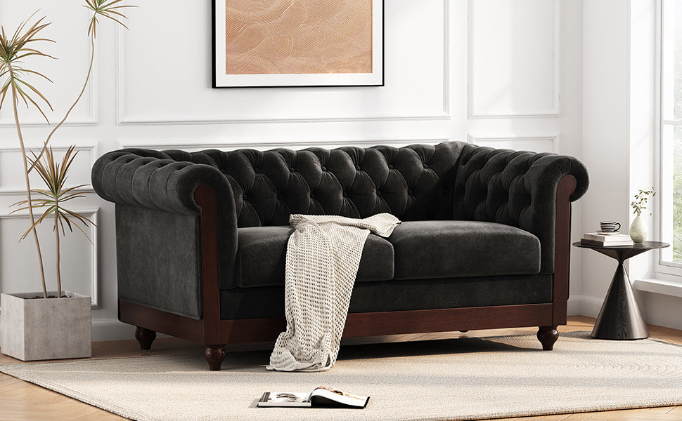 Vivalux Velvet Loveseat Sofa - Black