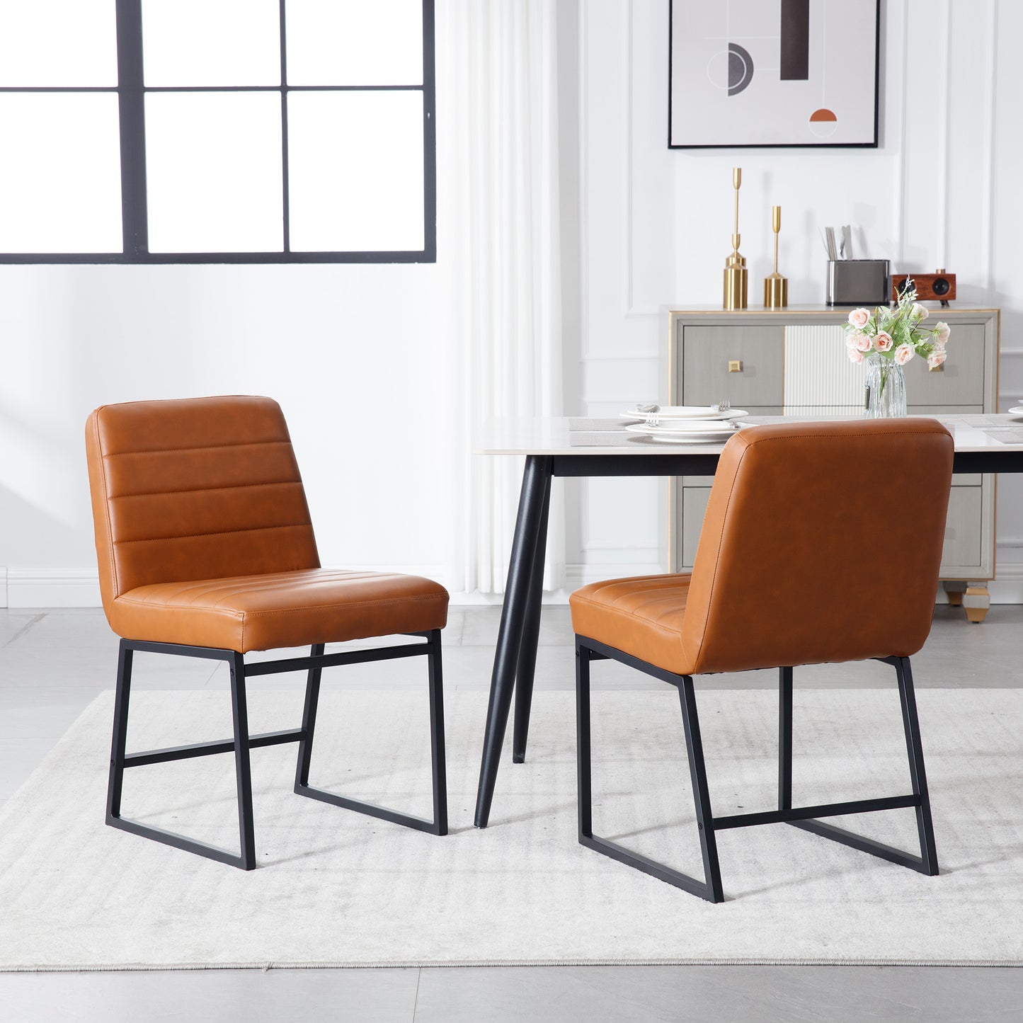 Bibi Dining Chairs with Metal Legs (Set of 2) - Brown