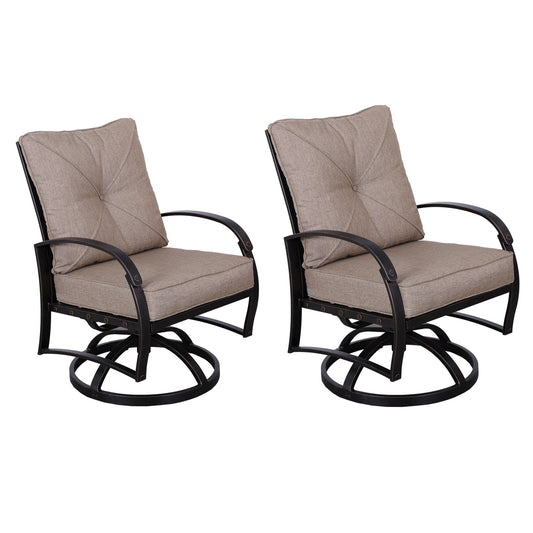 Fasto Outdoor Dining Swivel Chair  With Cushion (Set of 2) - Antique Bronze
