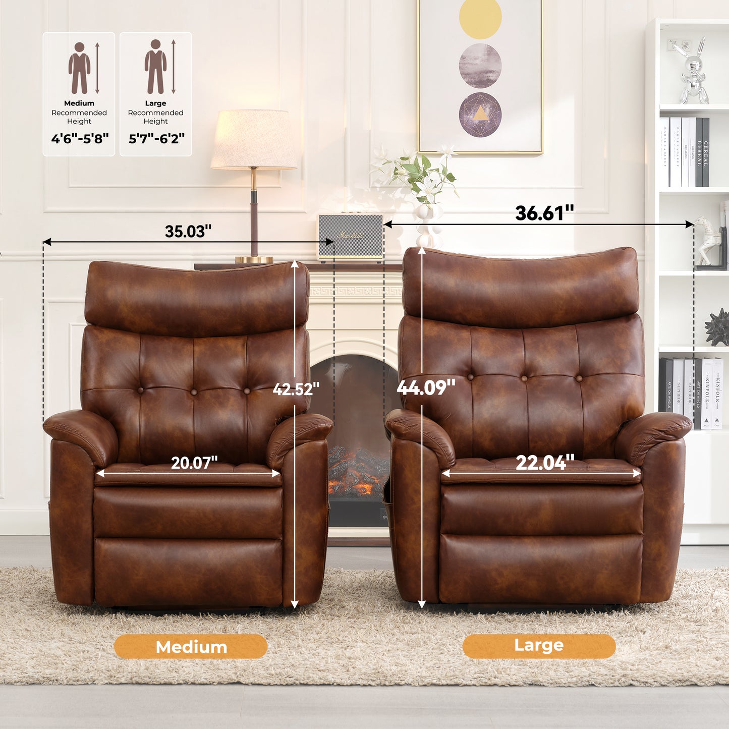 Wyatt Dual Motor Power Lift Recliner Chair - Caramel