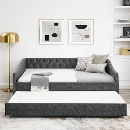 Toya Full Size Daybed with Twin Size Trundle - Gray