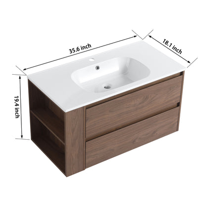 Wall Mounting Bathroom Vanity With Gel Sink