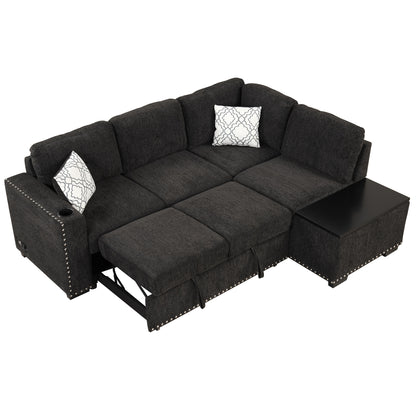 Javier Reversible Sectional Pull-Out Sofa Bed - Black