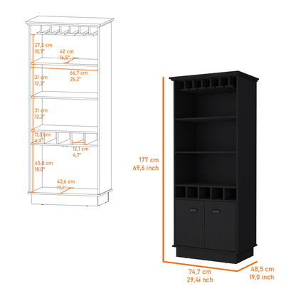 Claire Glassware Rack Bar Cabinet - Black