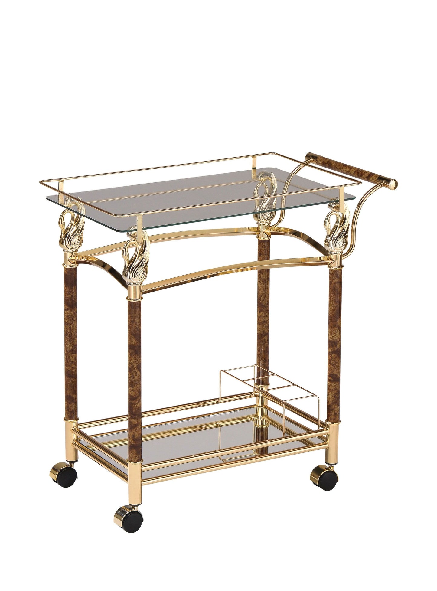 Luxe Serving Cart Gold Plated & Clear Glass