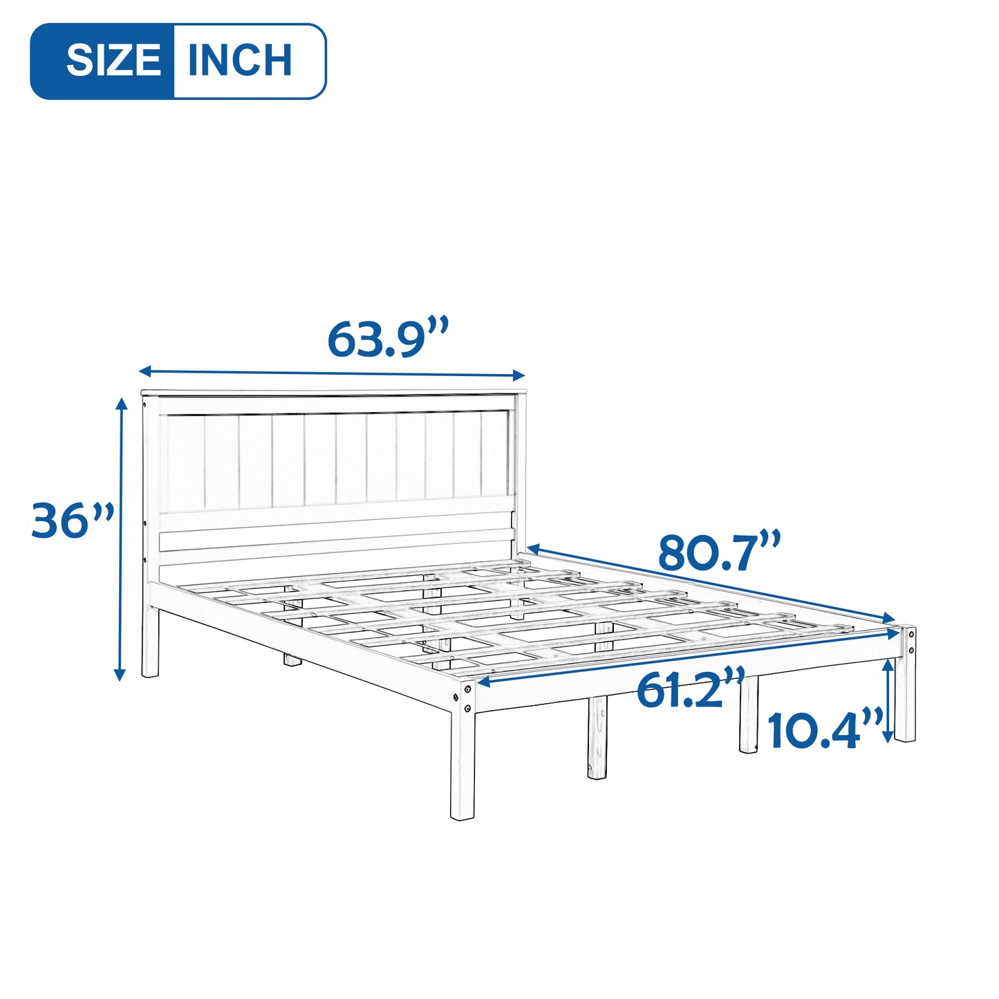 Rhoda Queen Size Platform Bed Frame - White