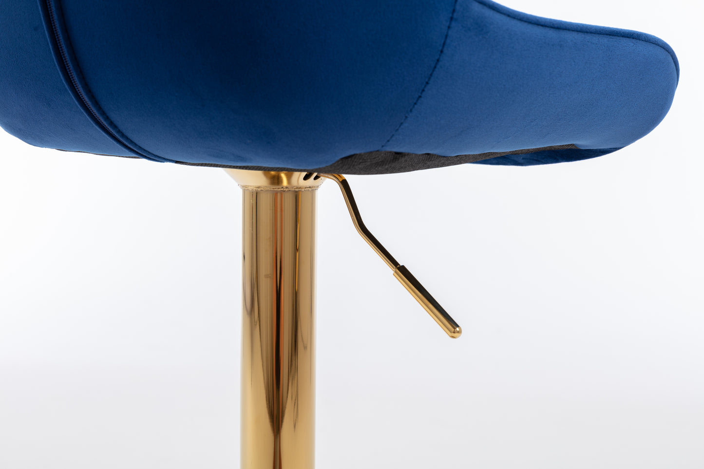 Stramline Adjustable Velvet + Golden Leg Bar Stool - Blue Set of 2