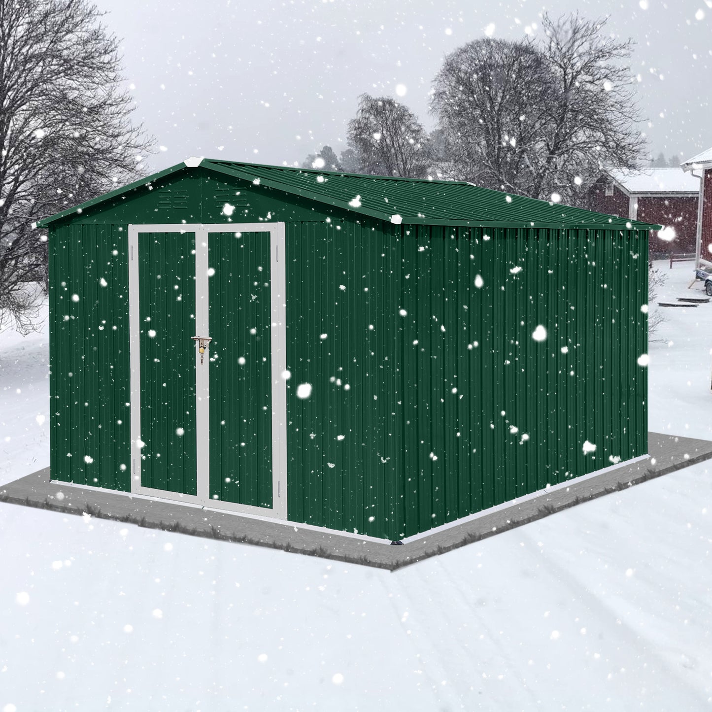 Homer 10 X 8 ft Metal Garden Sheds Outdoor Storage - Green+White