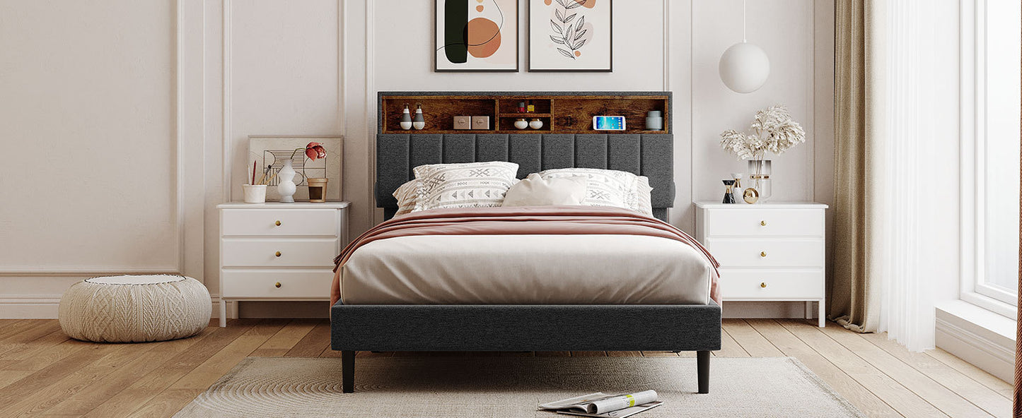 Alvin Full Size Platform Bed Frame - Gray