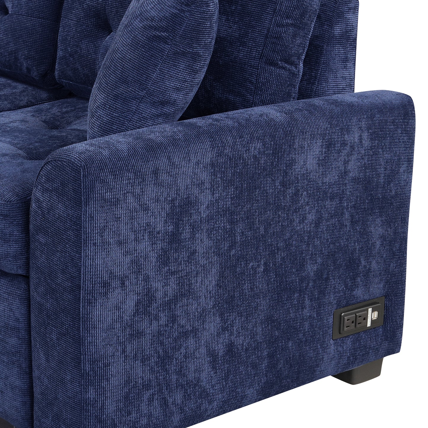 Novak L-shape Sofa Bed Pull-out Sleeper Sofa with Wheels - Navy Blue