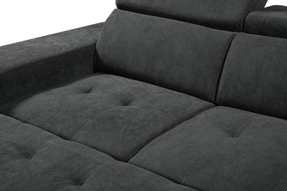 Henrik Sleeper Sectional Sofa with Storage Ottoman and 2 Stools - Dark Gray