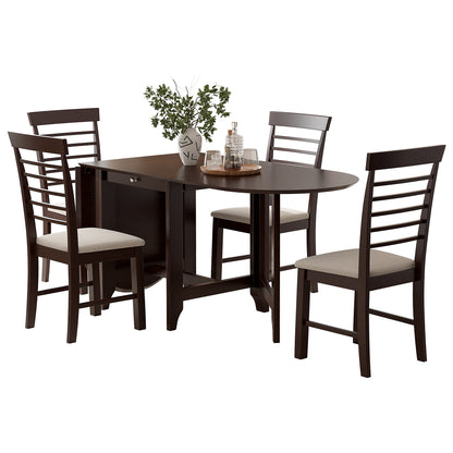 Ivan 5pc Dining Set Extendable Table 4x Side - Dark Brown