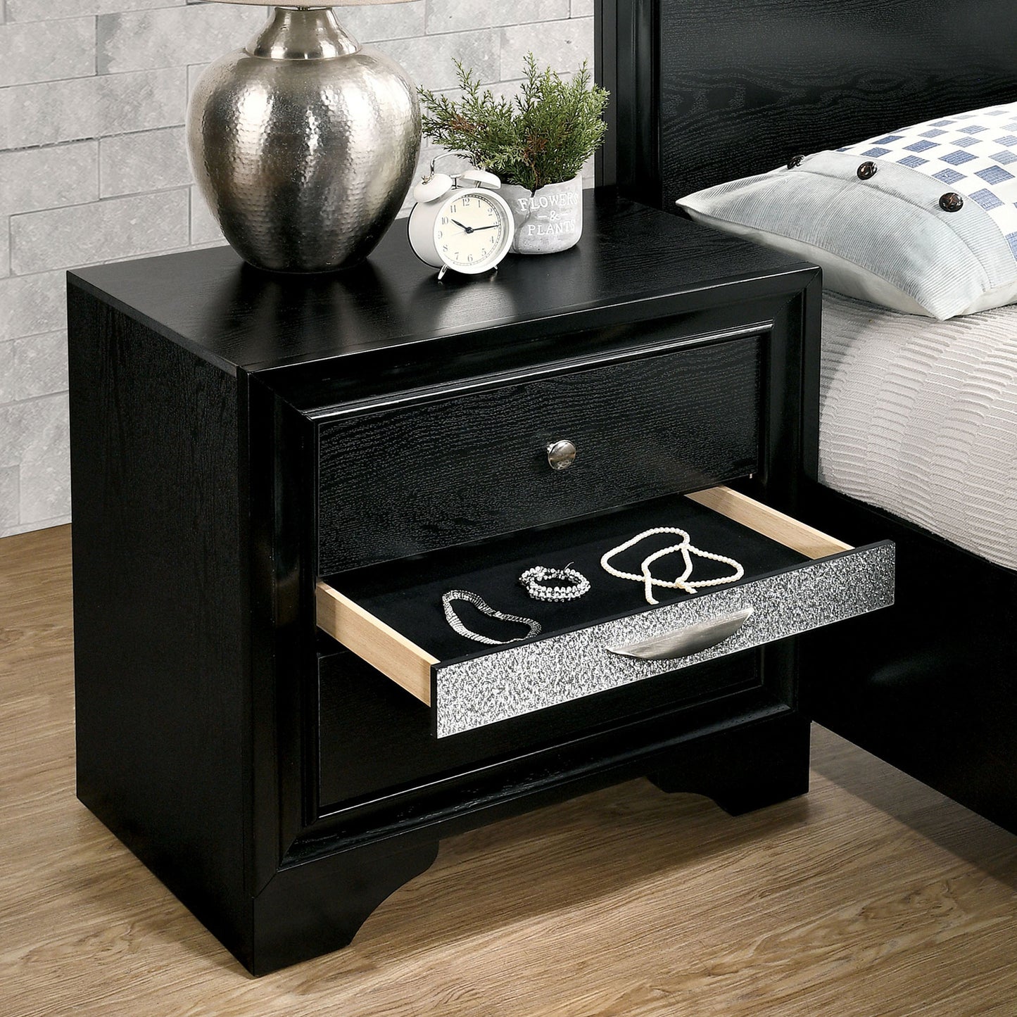 Elis Contemporary Nightstand - Black