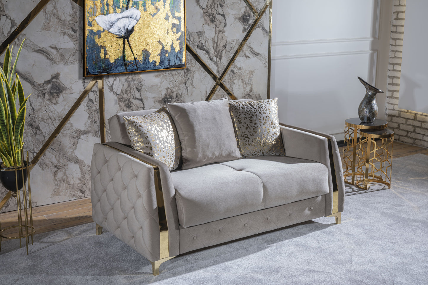 Francis Modern Style Loveseat - Taupe