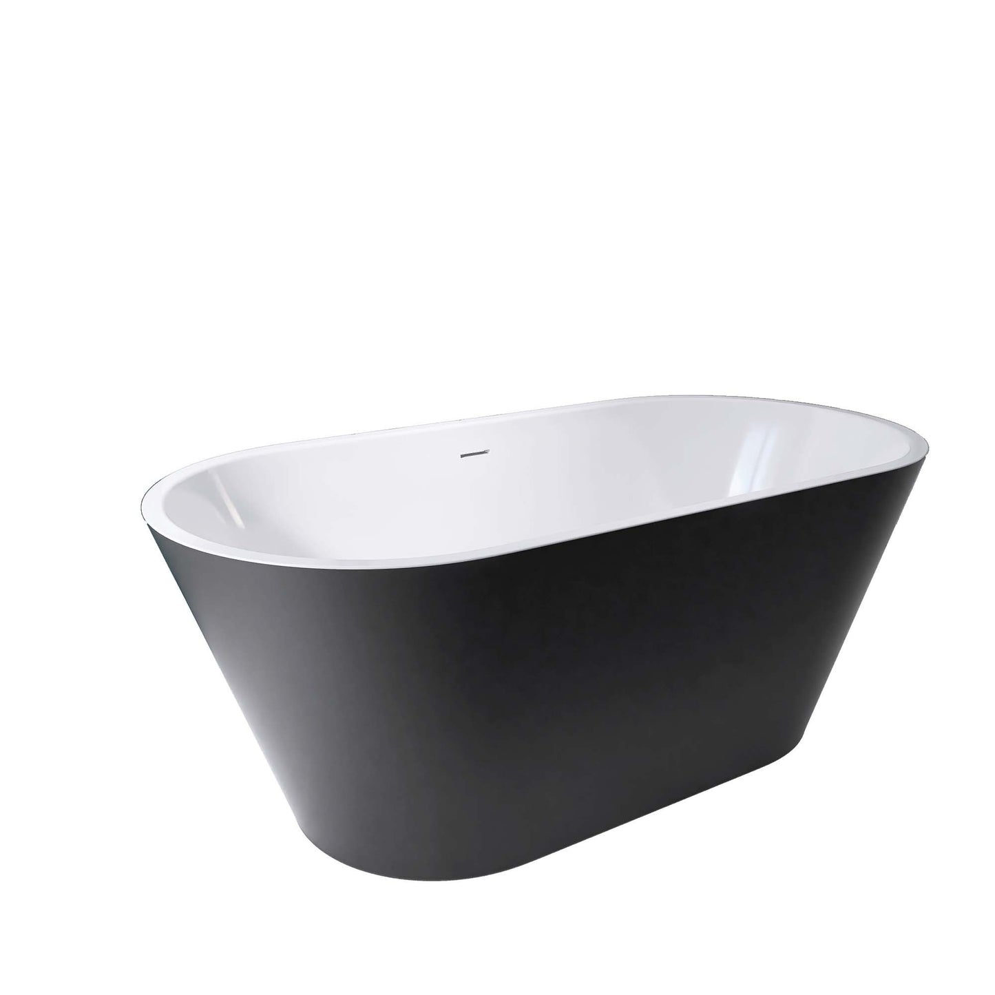 Madison 59" Minimalist  Acrylic Freestanding Soaking Bathtub  -  Matte Black