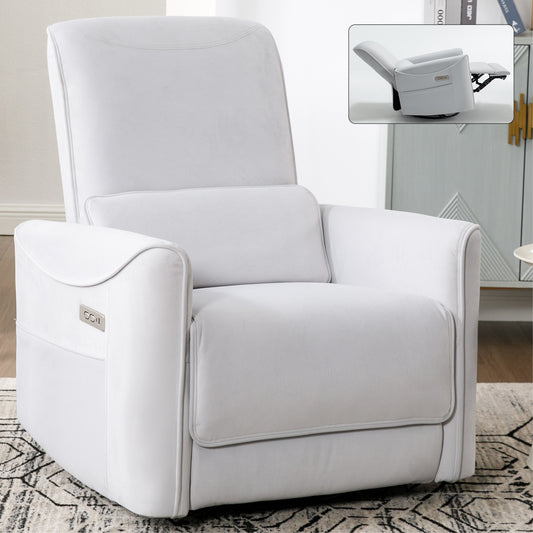 Spencer Swivel and Rocker Power Recliner Chair - White