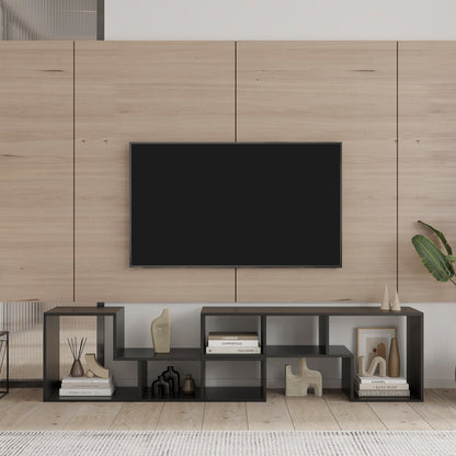 Alpha Double L-Shaped TV Stand - Black