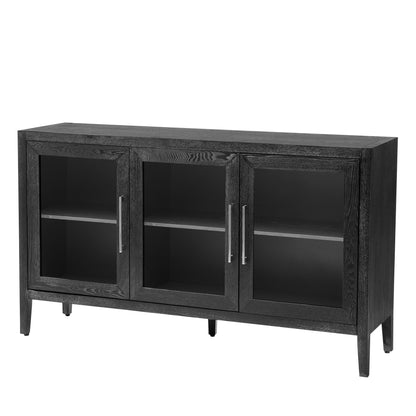 Finch Storage Cabinet with Tempered Glass - Black