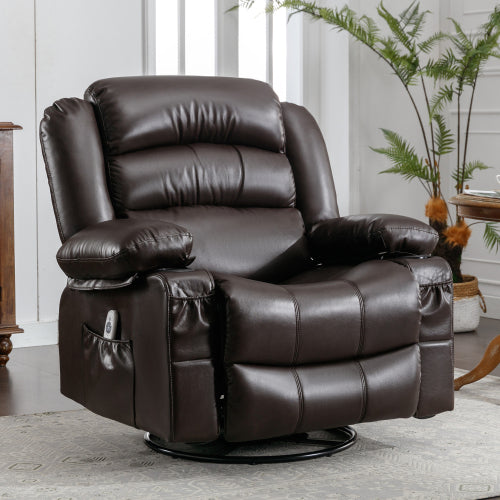 Harris Swivel Rocker Recliner Chair with Vibration Massage and Heat - Brown