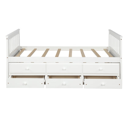 Abby Twin Daybed with Trundle Bed and Storage Drawers - White