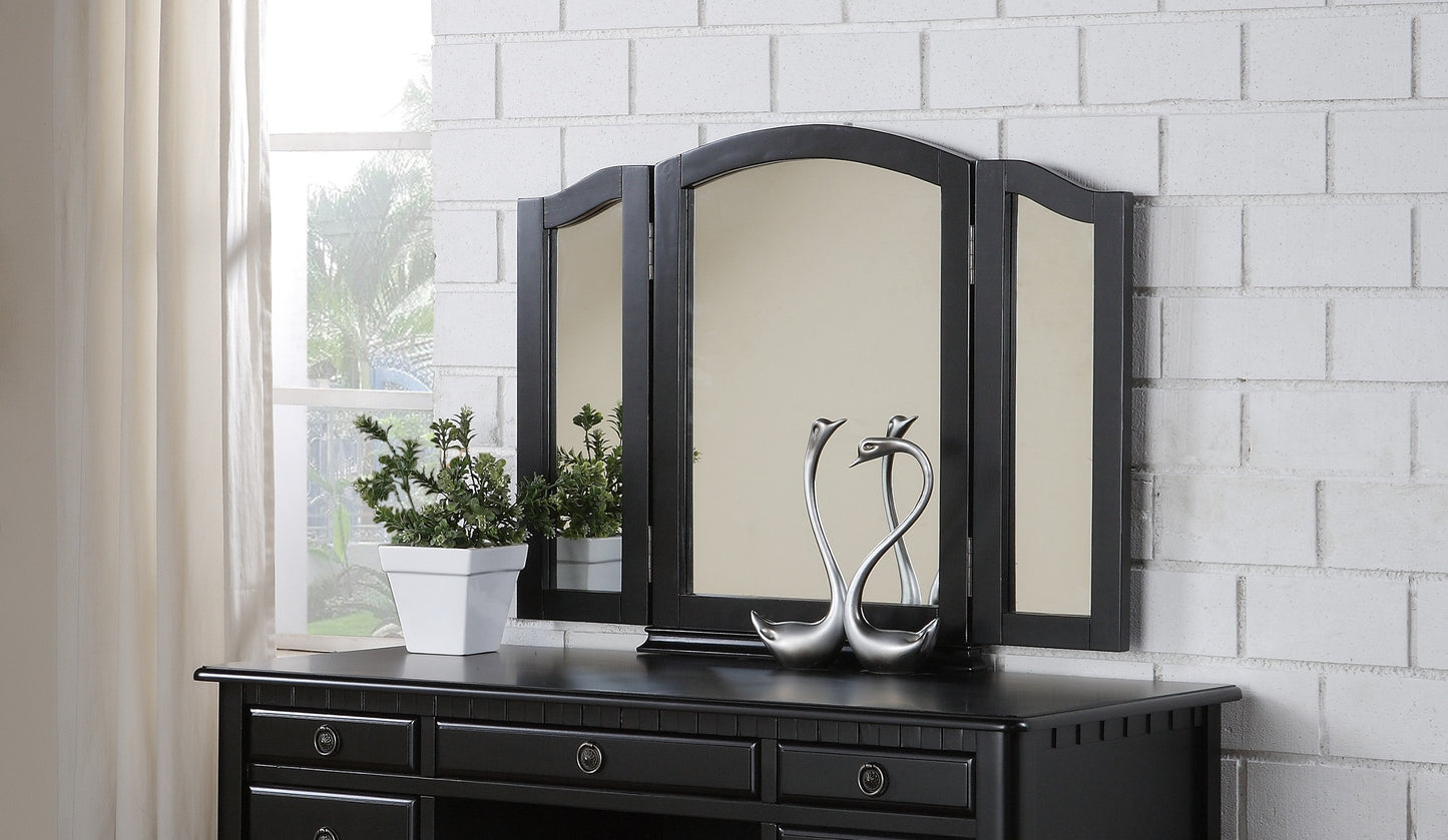 Arias Vanity Set with Foldable Mirror - Black