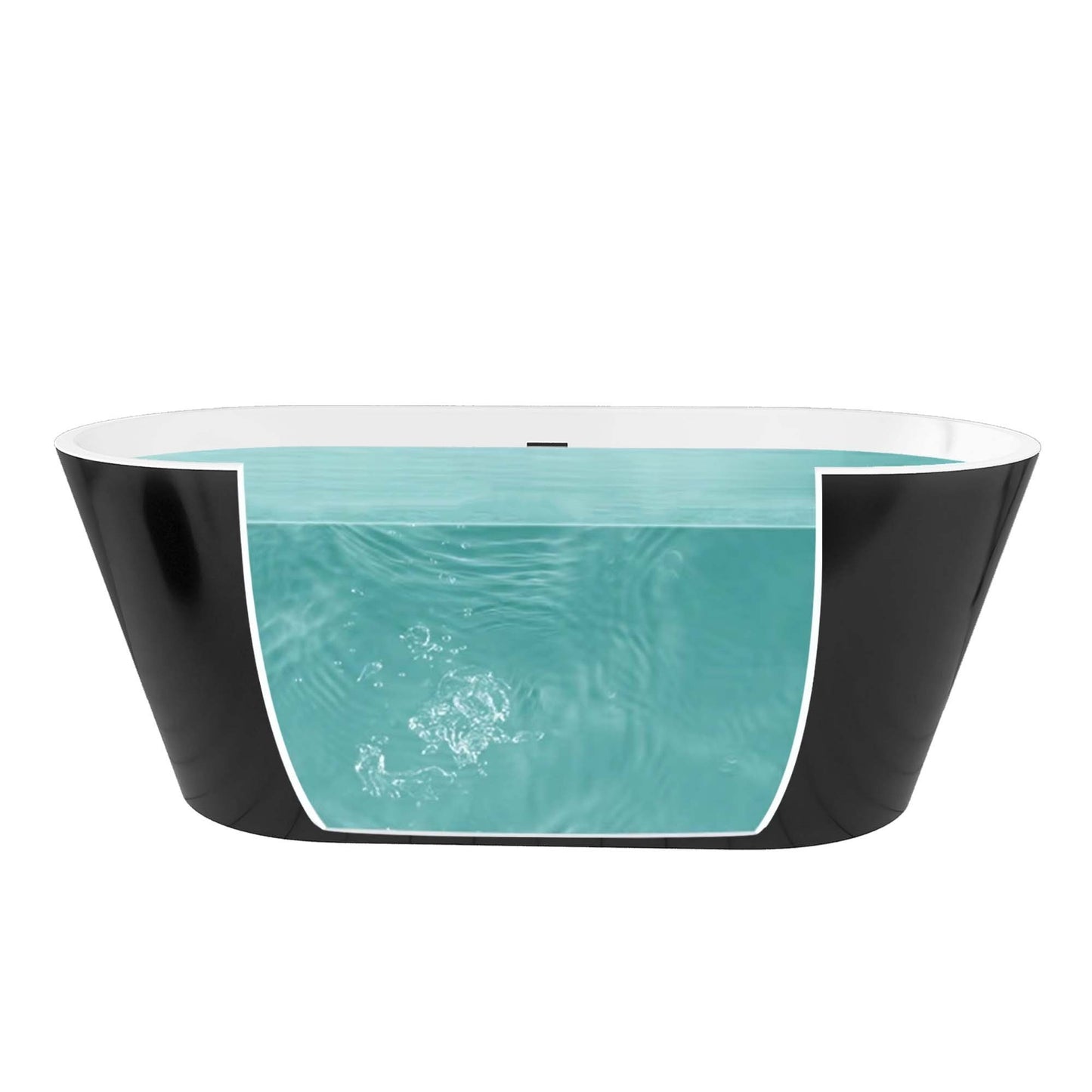 Madison 55" Minimalist  Acrylic Freestanding Soaking Bathtub  -  Gloss Black