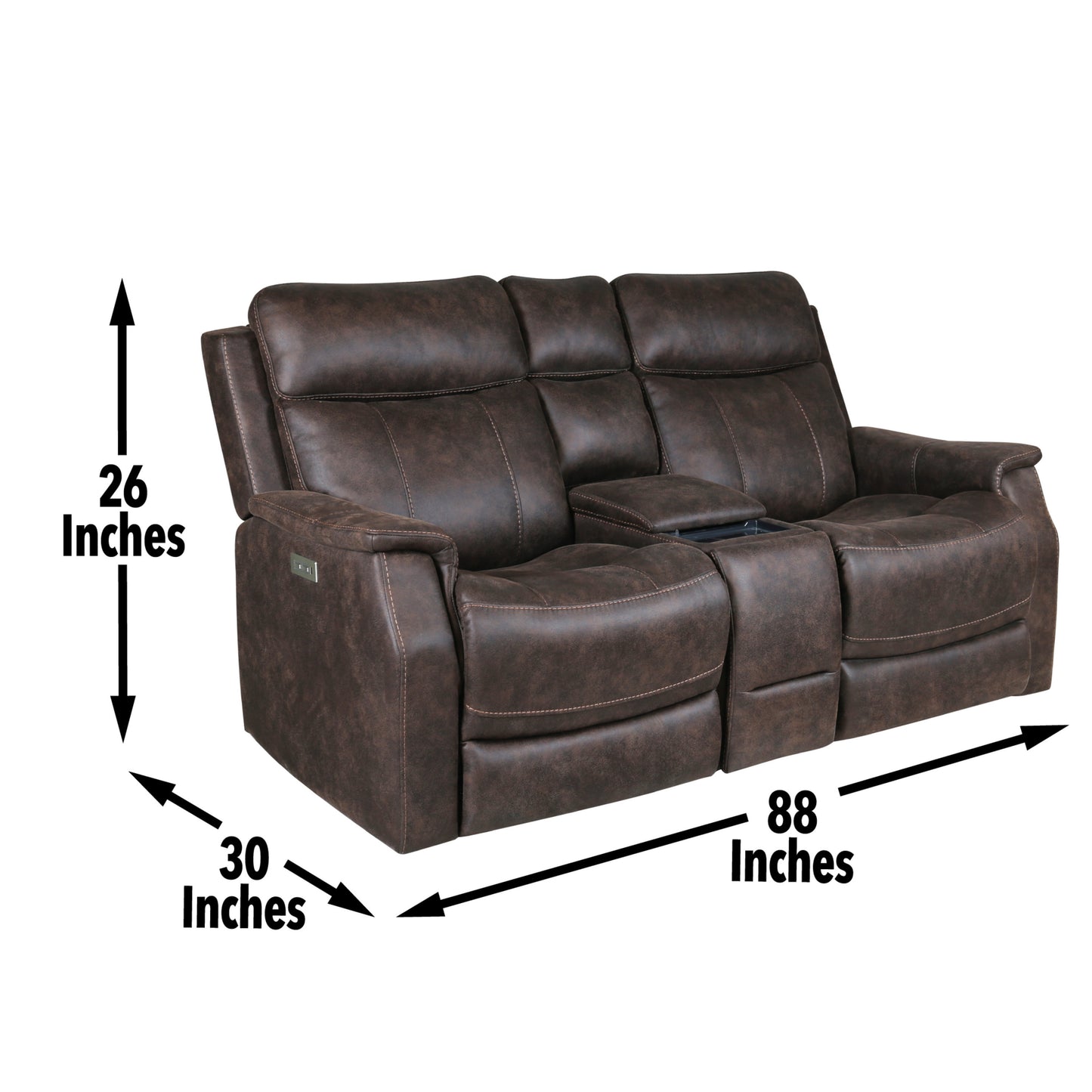 Slater Tailored Power Console Loveseat - Brown