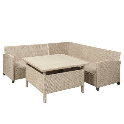 Mira 6 Pc Outdoor Patio Wicker Rattan Sectional Sofa Set - Brown