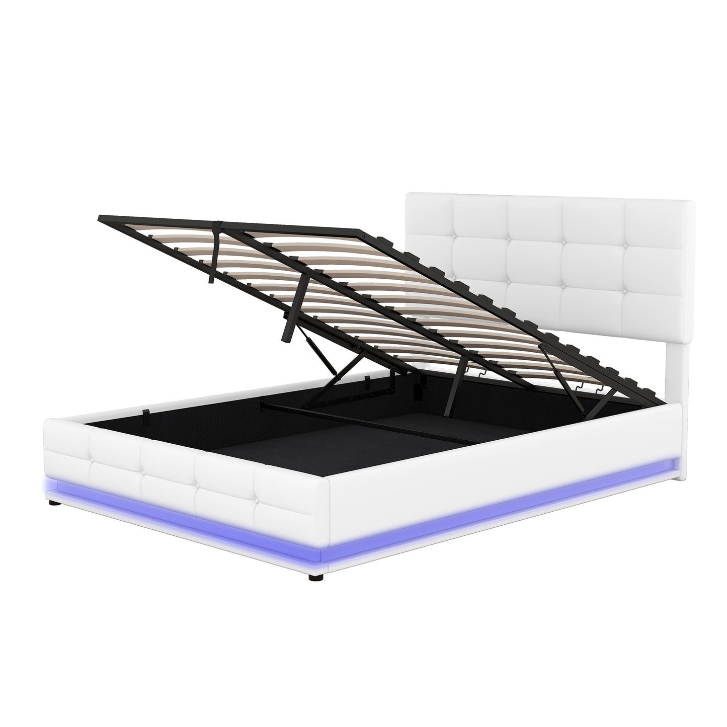 Luxury Dream Full Bed with Smart Storage and LED Illumination - White