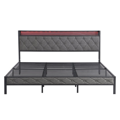 Alder King Size Bed Frame with Storage - Dark Gray