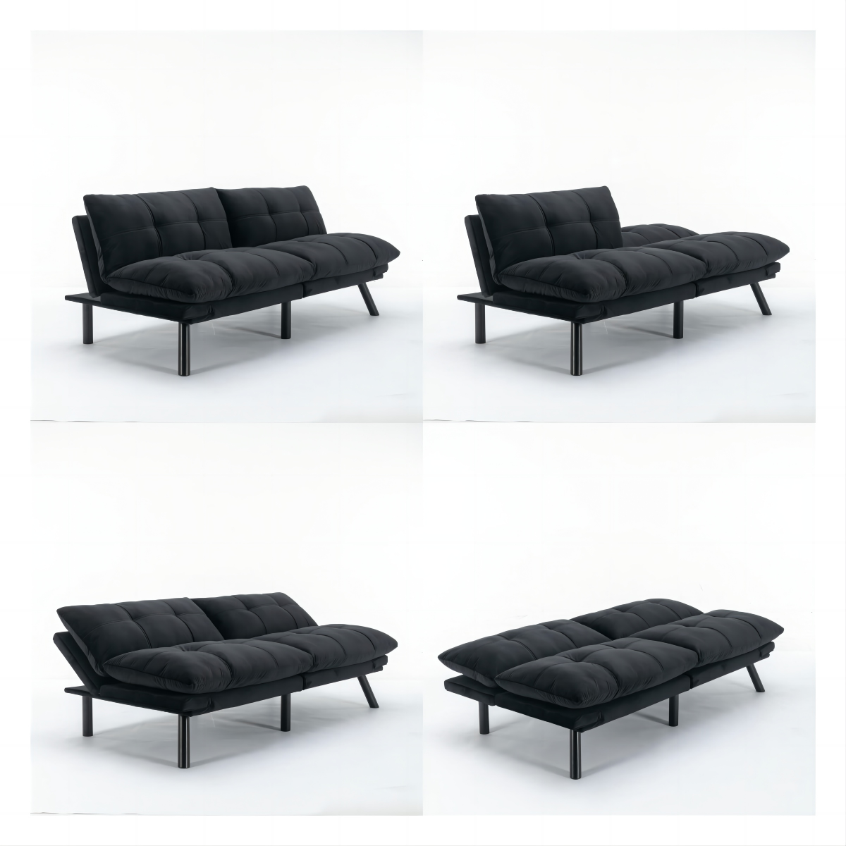 Vega Convertible Folding Modern Sofa Bed - Black