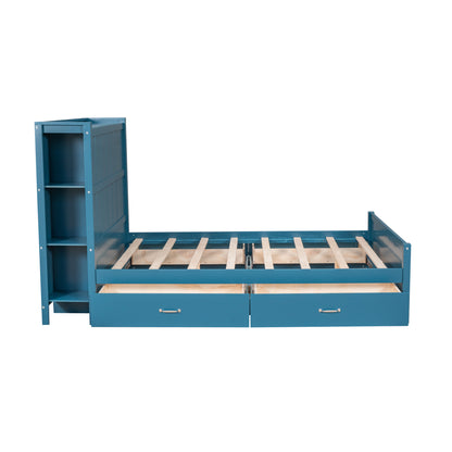 Zeal Full Size Platform Bed w Storage - Blue