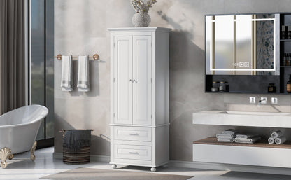 Vintage-style Bathroom Cabinet with Drawer - White