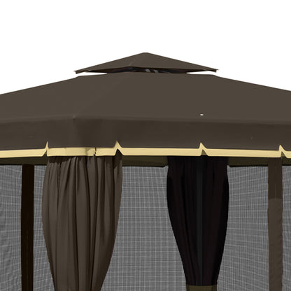 Caruso 10 x 10 ft  Gazebo Canopy Shelter  with Double Vented Roof - Coffee