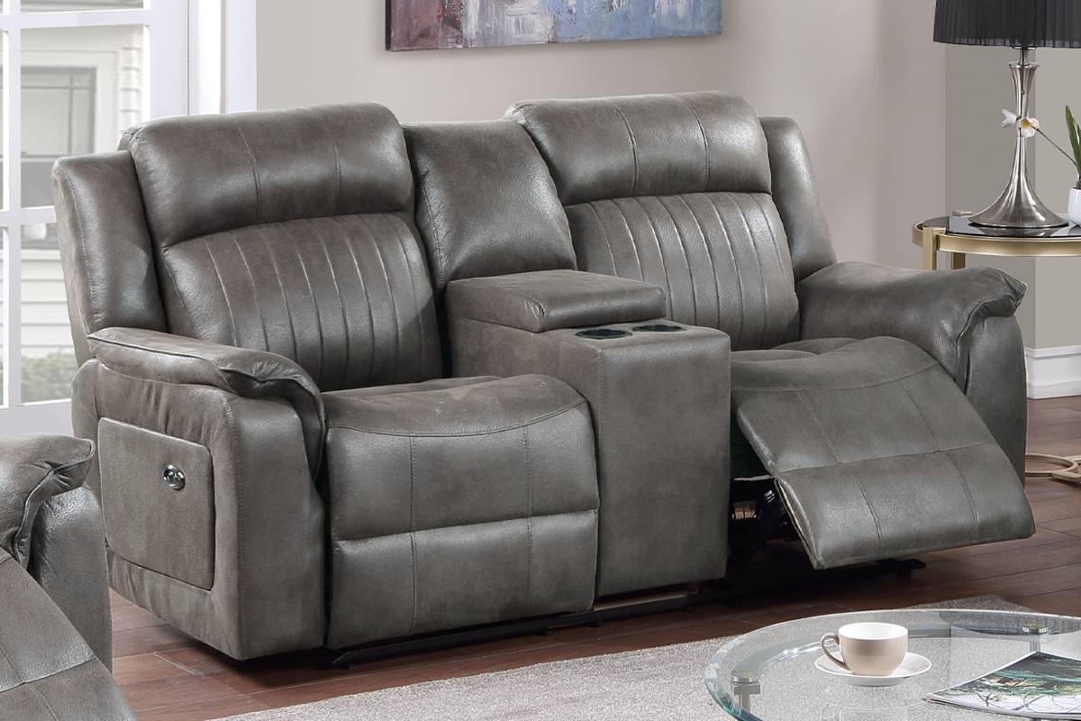 Cooper Power Motion Loveseat w Console - Blue+Grey