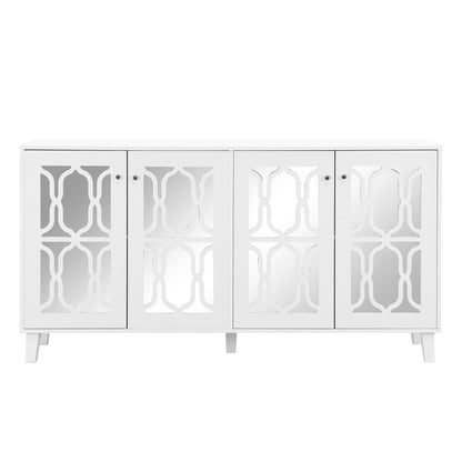 Hynes 4-Door Mirror Buffet Cabinet - White