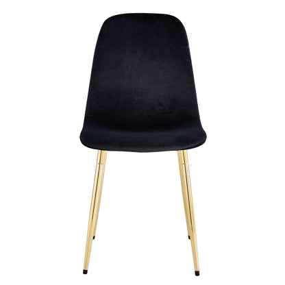 Pax Dining Velvet Chairs with Golden Metal Leg (Set of 6) - Black