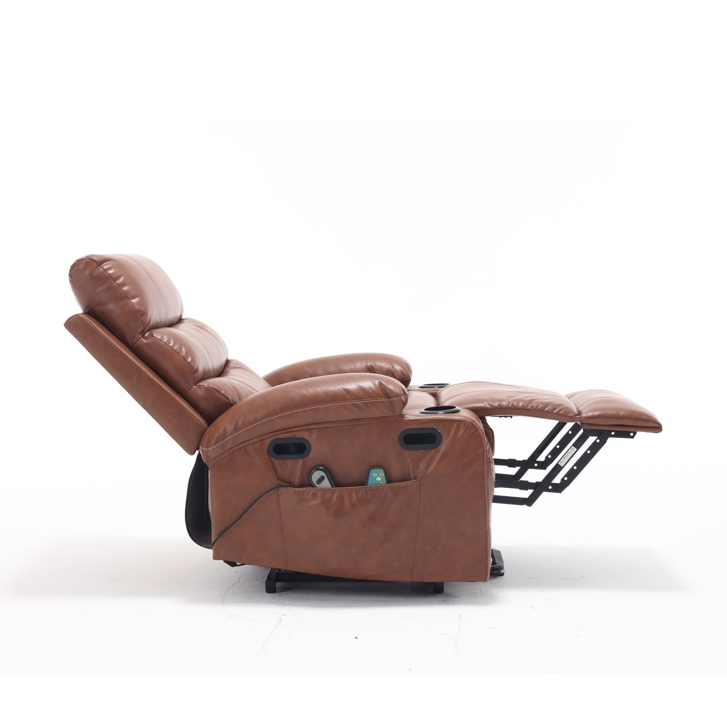 Elias Large Power Lift Recliner Chair with Massage - Brown