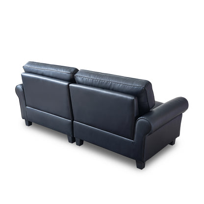 Santana Fabric Rolled Arm Loveseat - Black