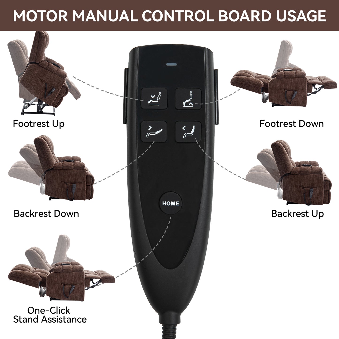 Nia Dual Motor Power Recliners Heat Massage - Brown