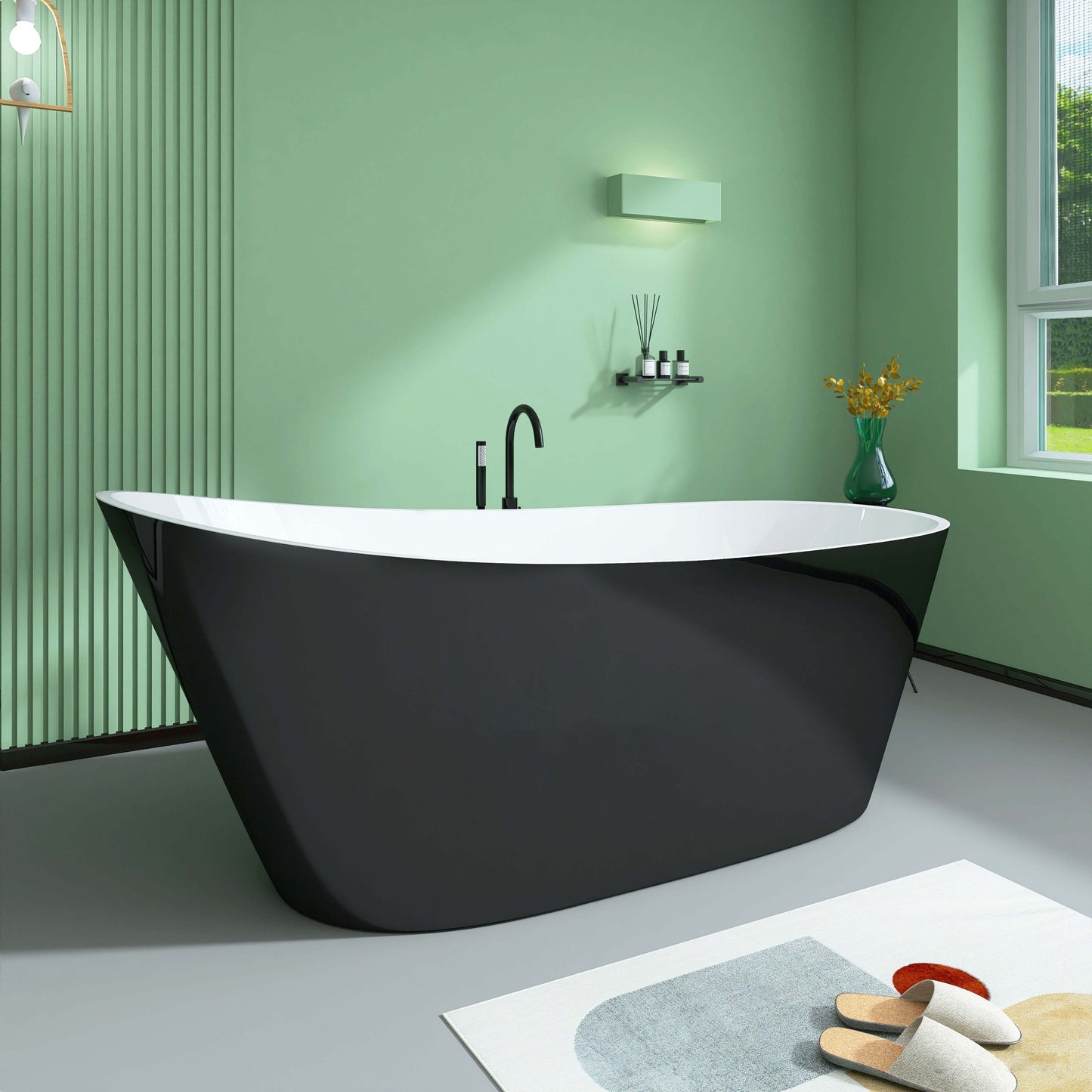 Nest 59" Acrylic Freestanding  Soaking Bathtub - Black