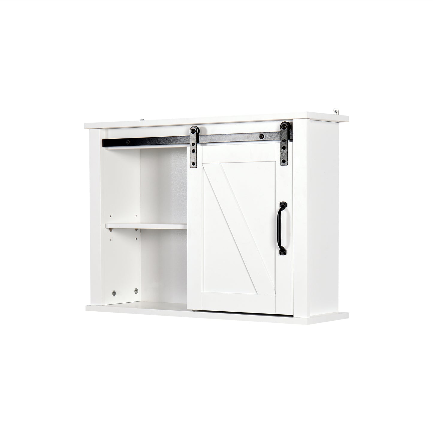 Casa Bathroom Wooden Storage Cabinet with a Barn Door - White