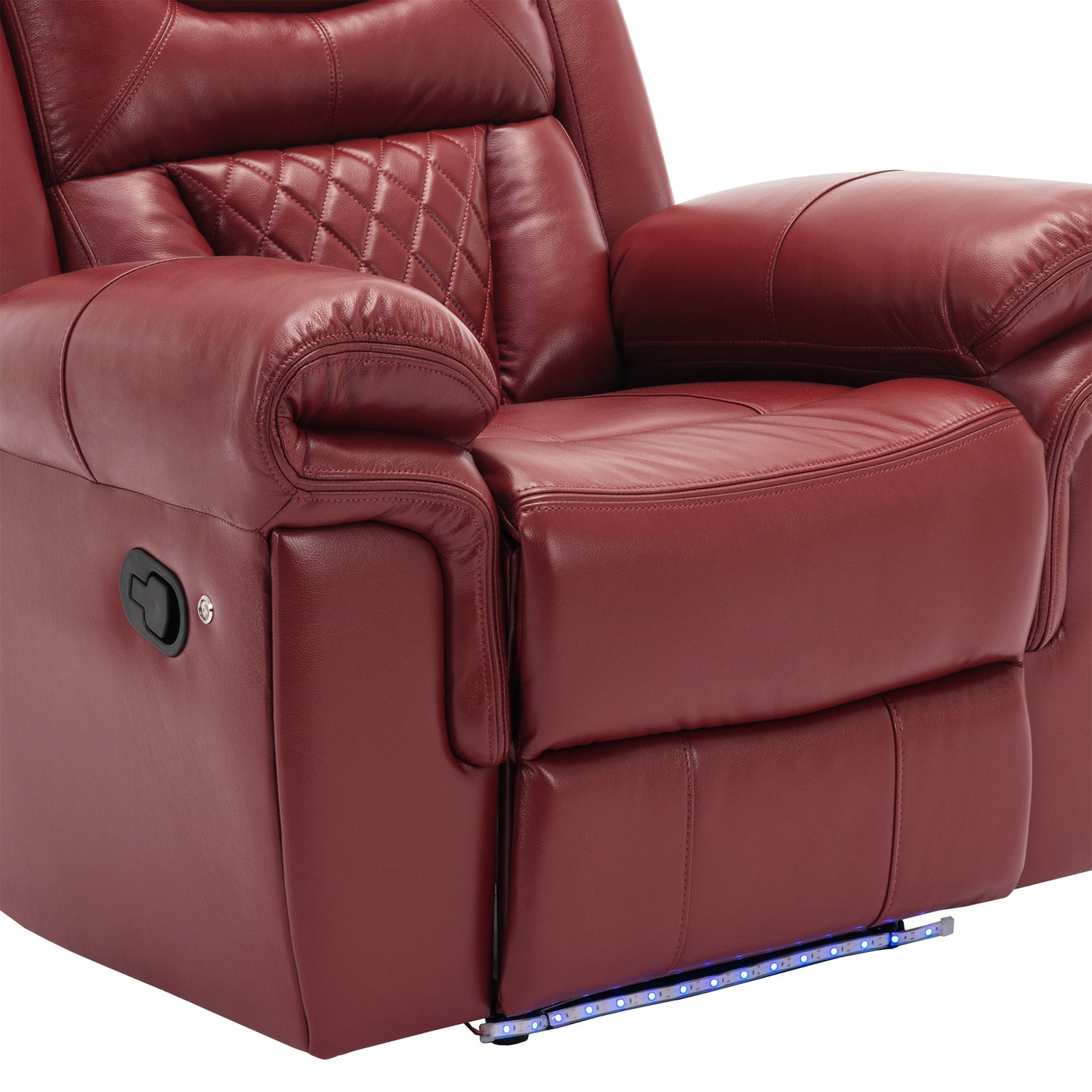 Milo Manual Recliner Chair with LED Light Strip - Red