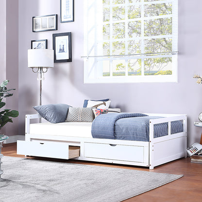 Urban Twin Size Wooden Daybed with 2 Drawers - White