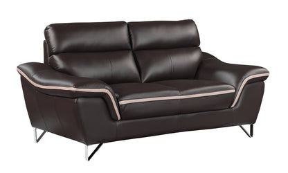 Eden Genuine Leather Loveseat - Brown