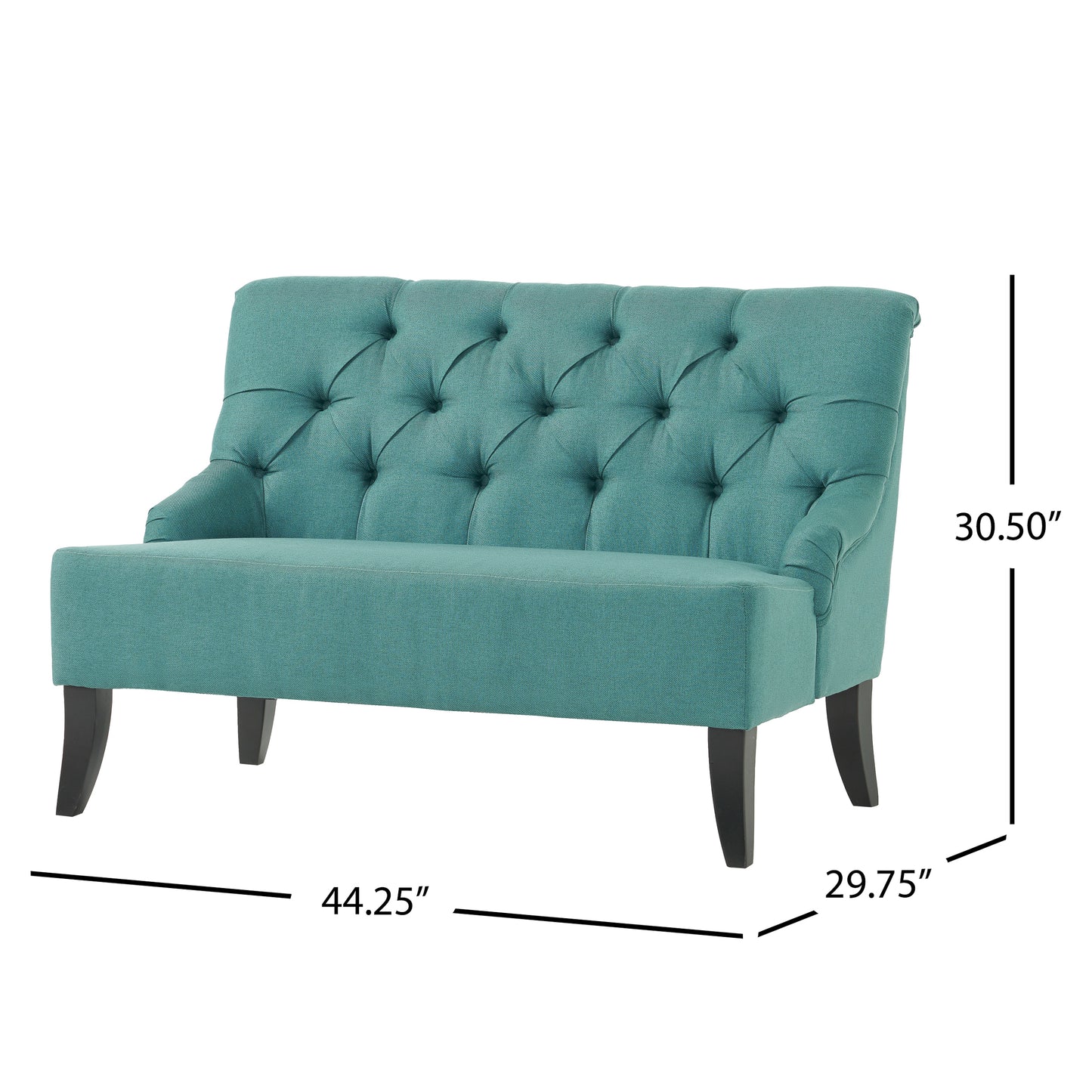 Nicole Velvet Loveseat - Teal