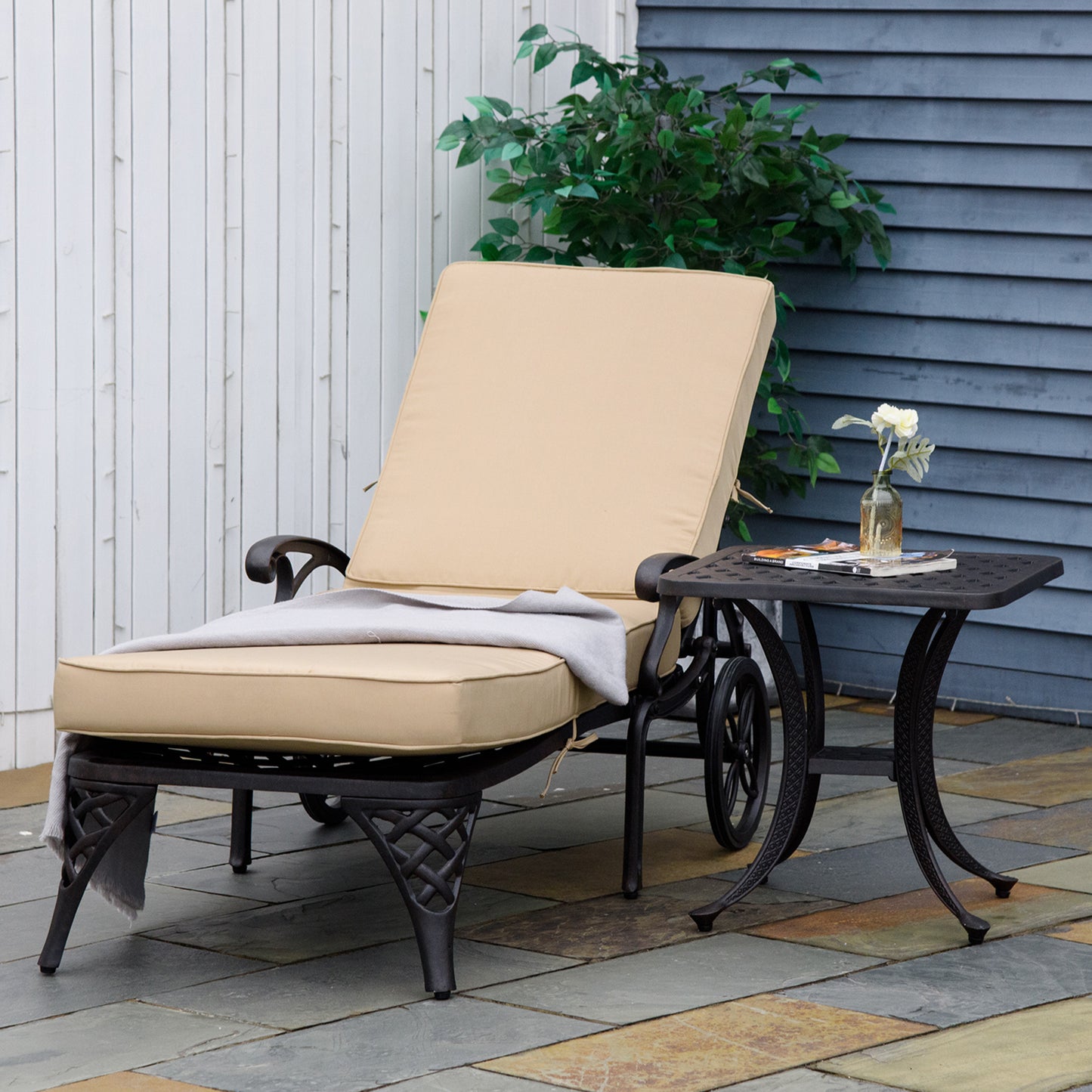 Olimpia Patio Adjustable Chaise Lounge Chair - Beige