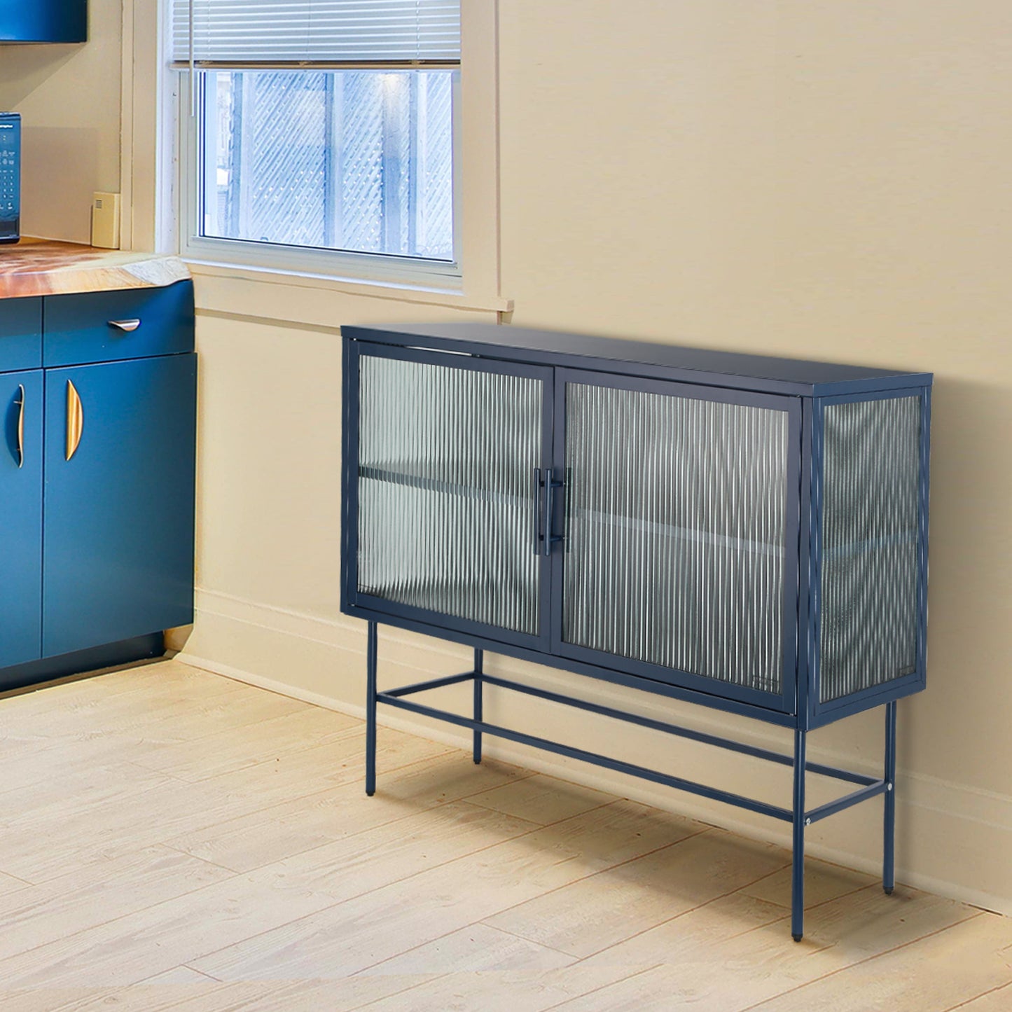 Pratt II Double Door Tempered Glass Sideboard - Blue