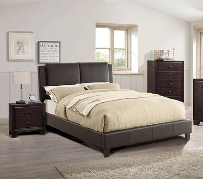 Niki Faux Leather Upholstered California King Size Bed - Brown