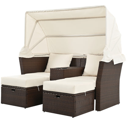 Ginson 2-Seater Outdoor Patio Daybed - Beige